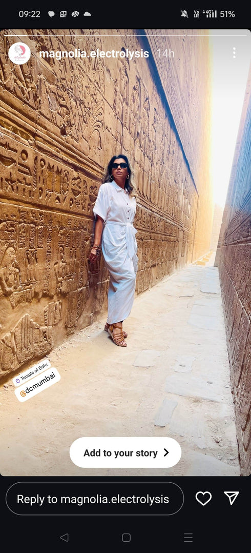 White Shirt Gown With Belt